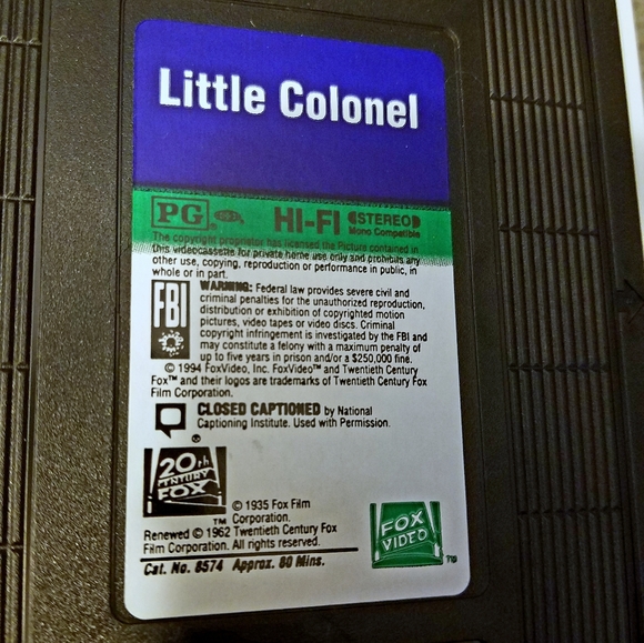 🔥Shirley Temple the Little Colonel (1994 VHS)rare - Picture 4 of 7